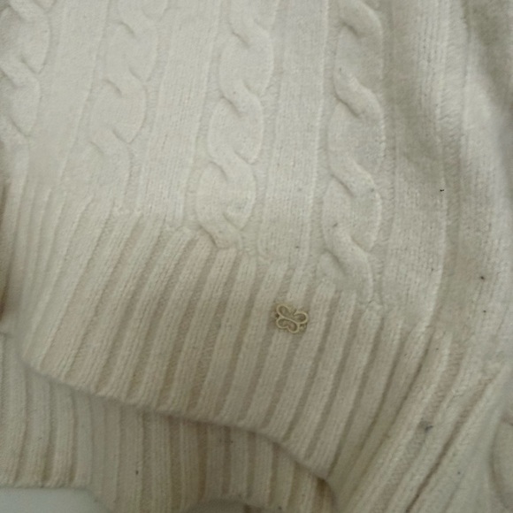 Aritzia Sunday Best ‘Peggy’ Cropped Preppy Cream Cable Knit Sweater - Size L - Picture 3 of 9
